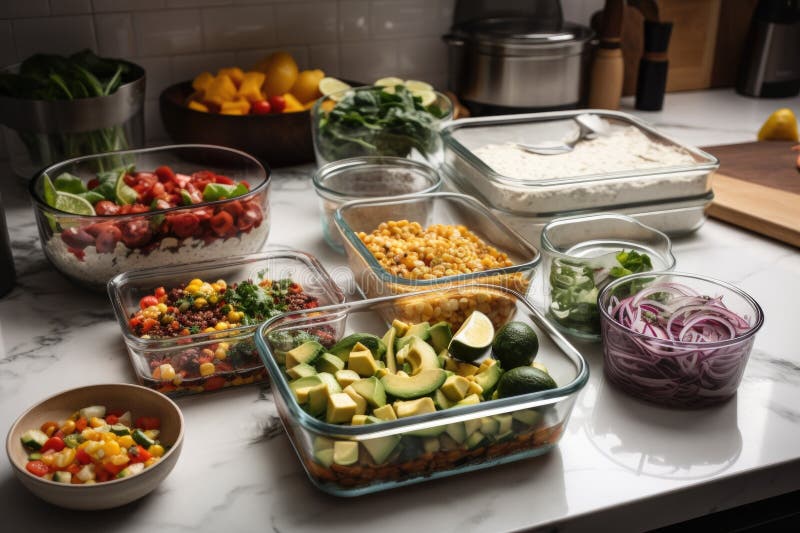 Meal Prep Session, with Ingredients and Utensils Neatly Arranged on the ...