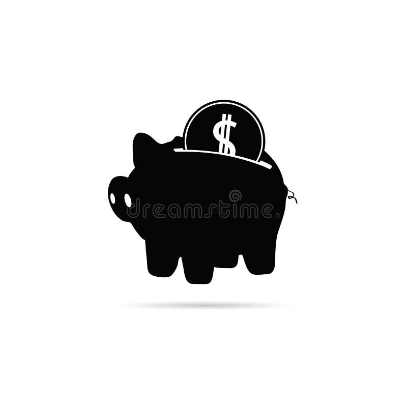 Mealheiro com preto da moeda ilustração royalty free Mealheiro com preto da moeda ilustração royalty free