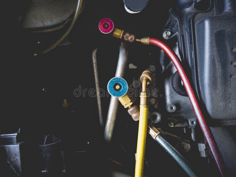 Car Air condition service Auto Car Repair Pressure measurement system. Car Air condition service Auto Car Repair Pressure measurement system