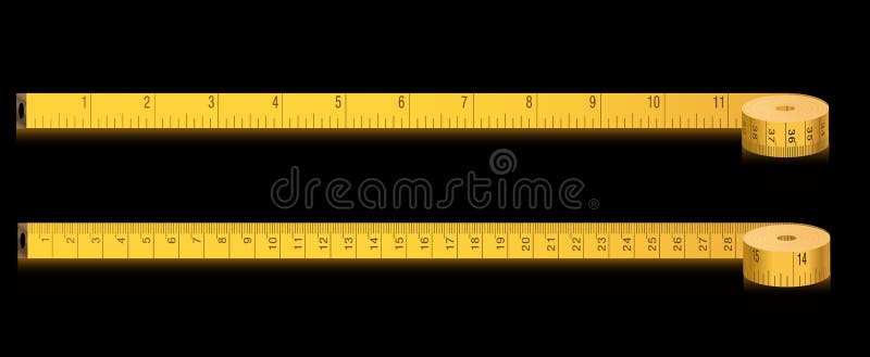 Yellow measure tape centimeter and inch Royalty Free Vector