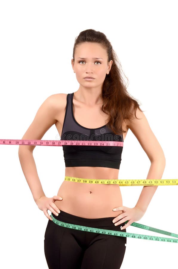 young asian girl measuring her 23 inch waist Stock Photo - Alamy