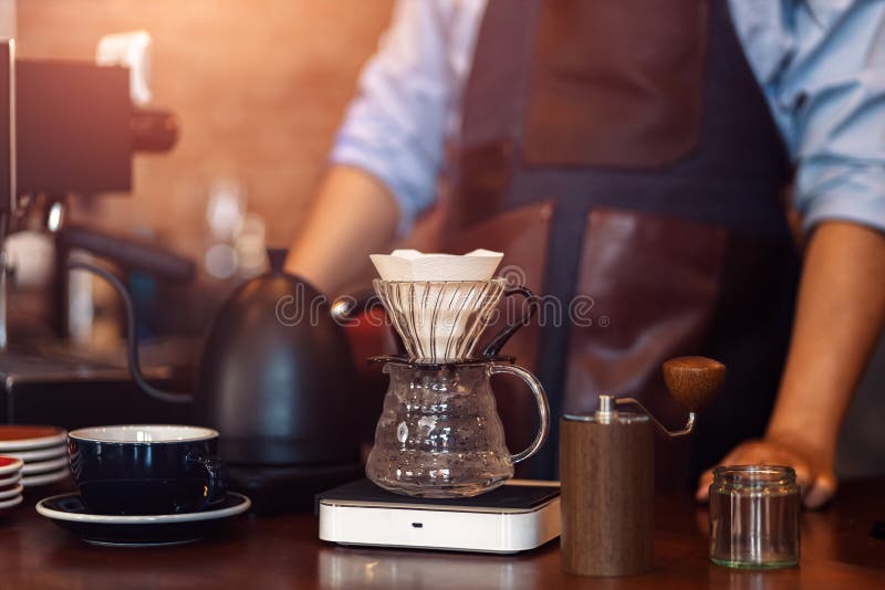Measuring Coffee Drip with Glass Mug Stock Photo Image of coffee