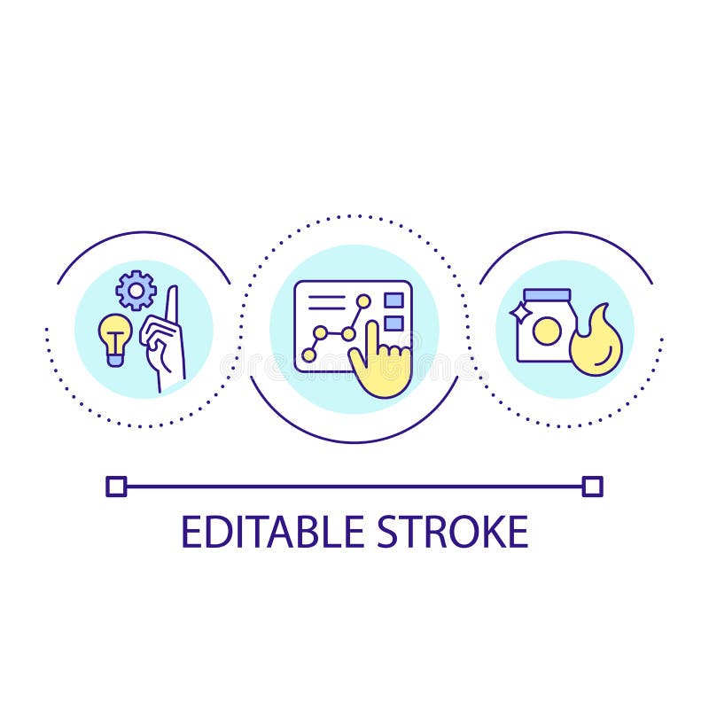 Measuring performance of sales loop concept icon stock illustration