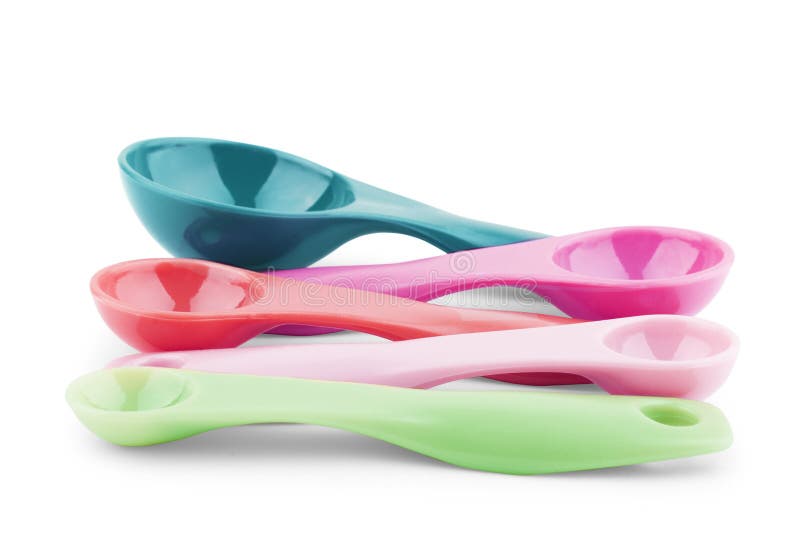 Measuring Spoons Plastic on White Background Stock Image Image of