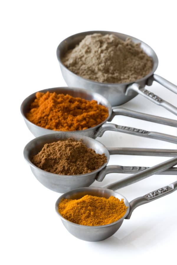 Measuring spoons with spices
