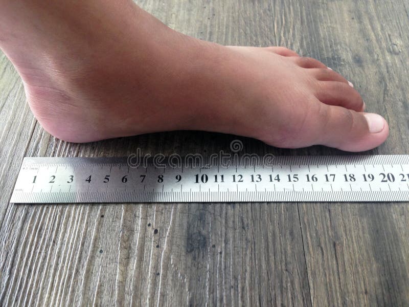 Measuring your foot. stock photo Measuring your foot. stock photo