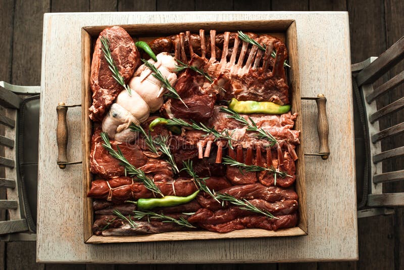 Meat Assortment at a Spacing in the Restaurant. Stock Photo Image of
