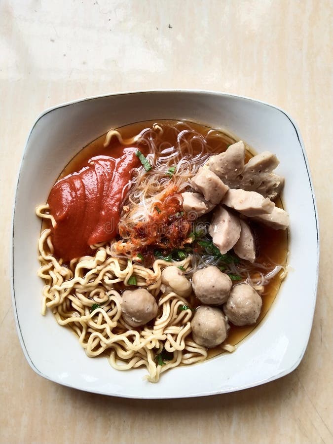 Meat Ball ketchup noodles stock image. Image of dish - 257827595
