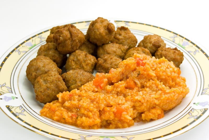 Meat - balls of beef and pork - with risotto