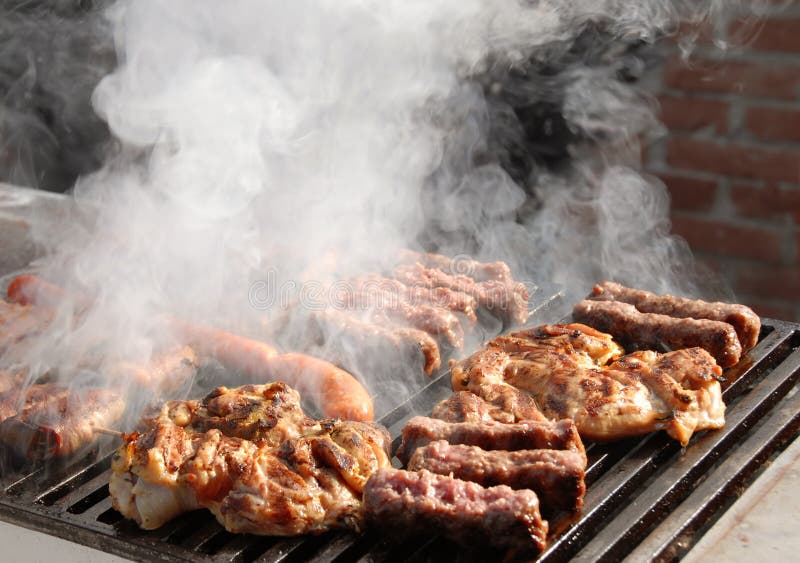 Meat on barbecue stock image. Image of grilled, orange 9710743