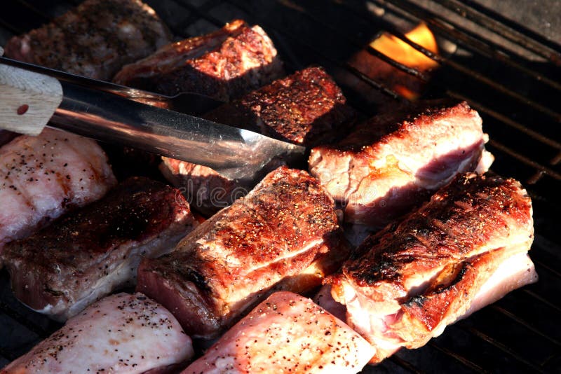 Meat on the BBQ stock photo. Image of porkchop, barbecue 161550