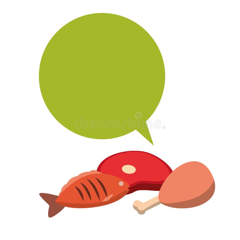 Meat Beef with Chicken and Fish Stock Vector Illustration of grilled