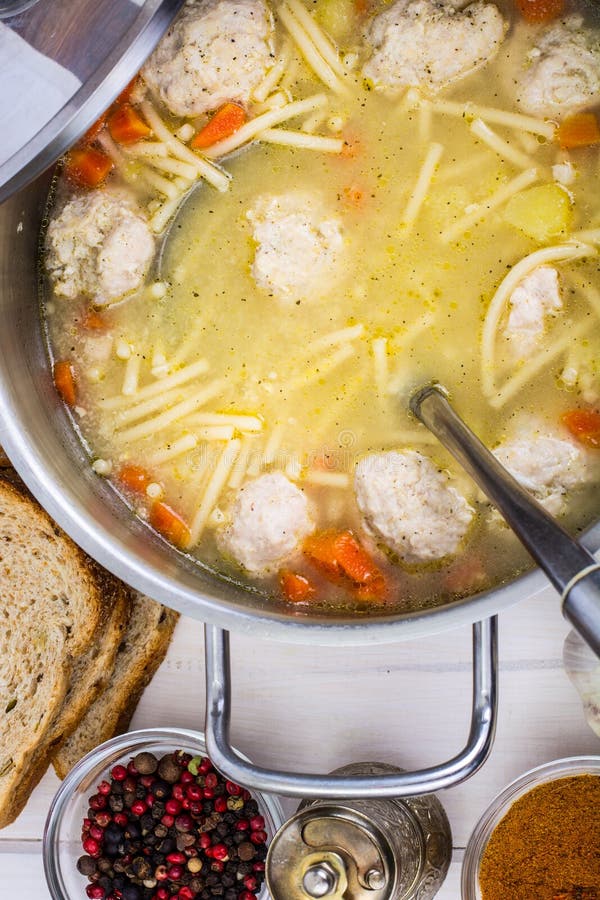 Meat broth with pie stock photo. Image of background 152964276