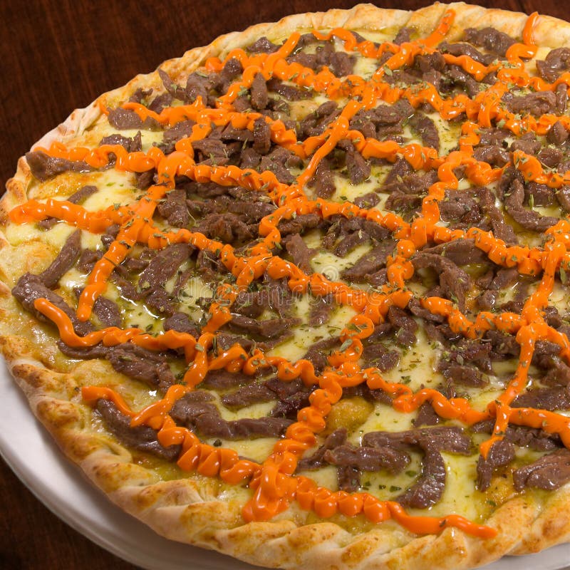 Meat and Cheddar Cheese Pizza Stock Image Image of delicious, edible