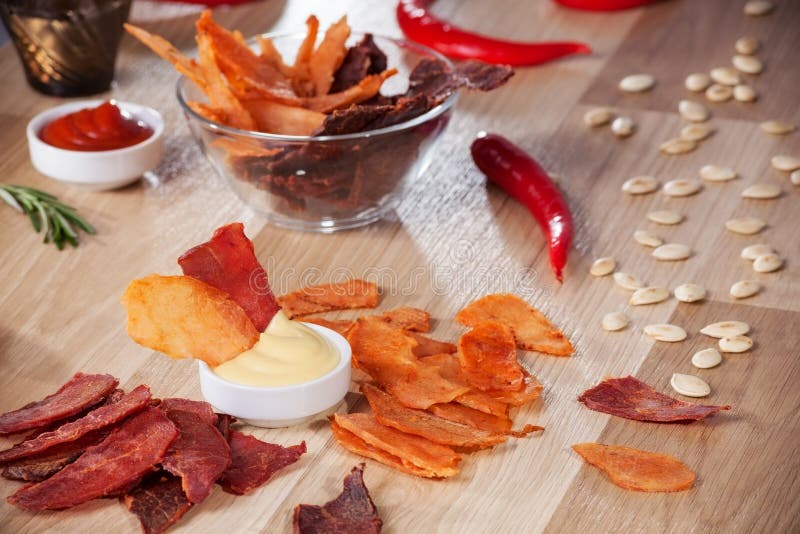 Meat chips stock image. Image of piece, ketchup, chop 97784865