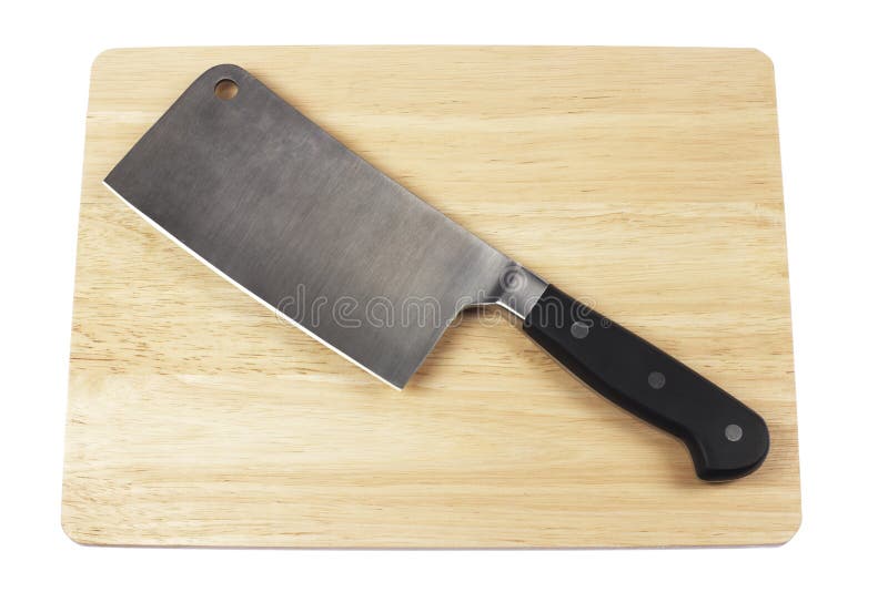 Meat Cleaver on Cutting Board Stock Image Image of element, textured