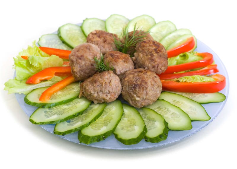 Meat cutlets and cucumber