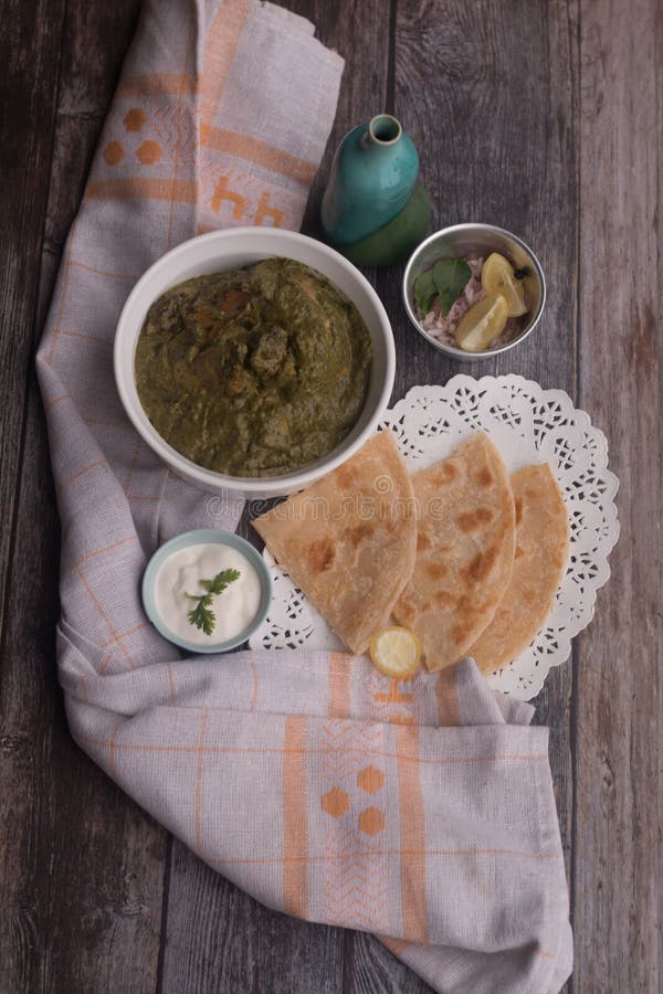 Stock Photo of Indian Dishes Spinach and Chicken Stock Image - Image of