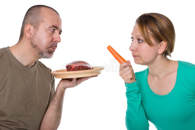 Meat Eater Versus Vegetarian Stock Photo Image of carrot, food 40243164