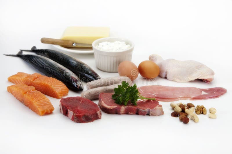 Meat, fish, eggs & chicken royalty free stock photo