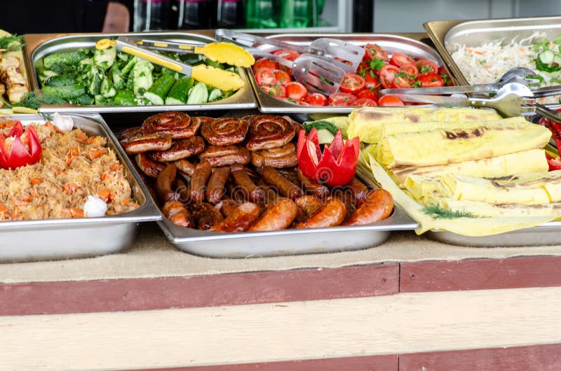 Meat Fish Vegetables Street Food Stock Photo - Image of fish, cuisine