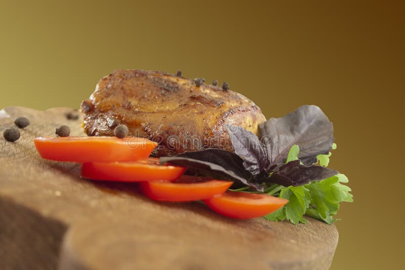 Meat with greens stock image. Image of fillet, dish, background 45268547