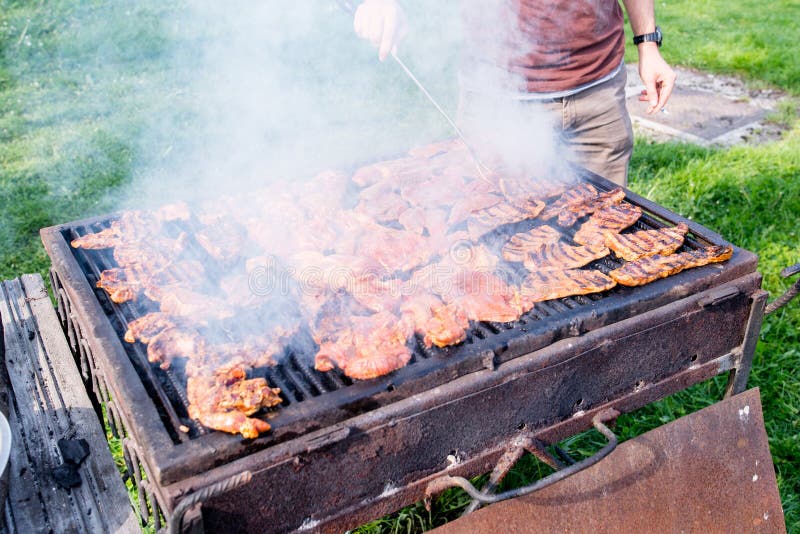 Meat on grill stock image. Image of meat, summer, seasoned 70724167