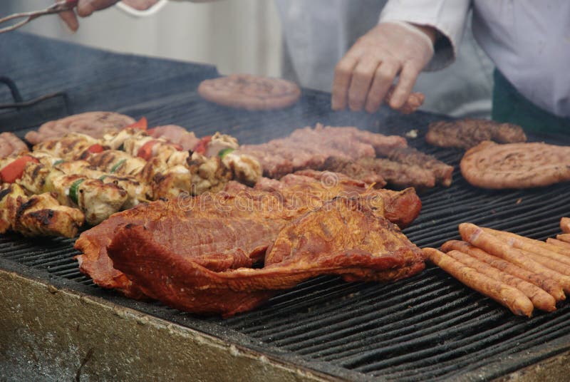 Meat on the Grill in Bucharest, Romania Stock Photo Image of food