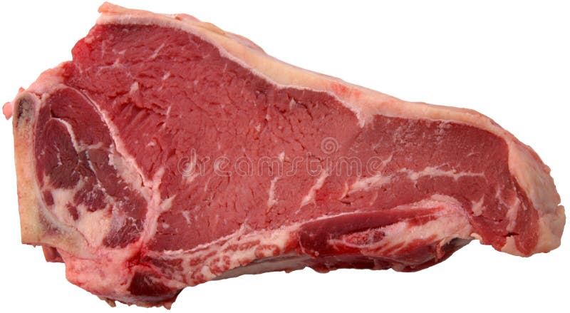 La carne! isolato bistecca cruda su bianco.
