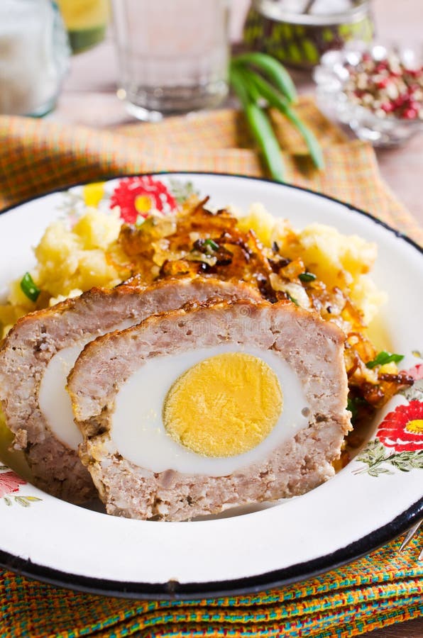 Meat Loaf with egg stock photo. Image of cuisine, cooking 67837376