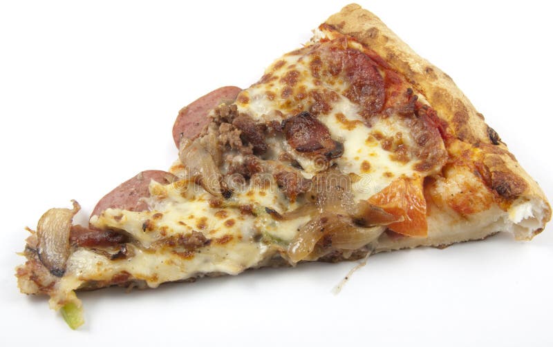 An all dressed pizza isolated on white. An all dressed pizza isolated on white.