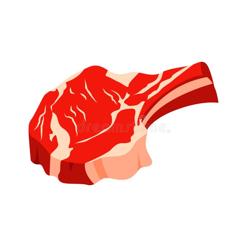 The Meat is a Piece on the Bone. Vector Isolated on a White Background ...