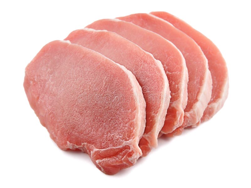 Meat, pork, slices pork loin on a white background stock image Meat, pork, slices pork loin on a white background stock image