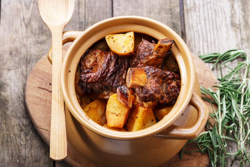 Meat and potatoes baked stock image. Image of delicious 46021667