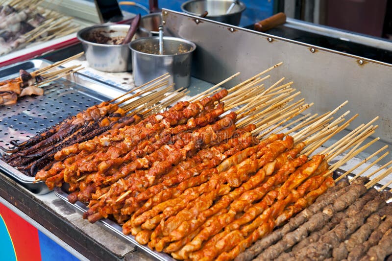 Meat on the sticks stock image. Image of eatable, dinner 27883379