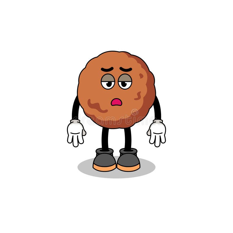 Meatball Cartoon with Fatigue Gesture Stock Vector Illustration of