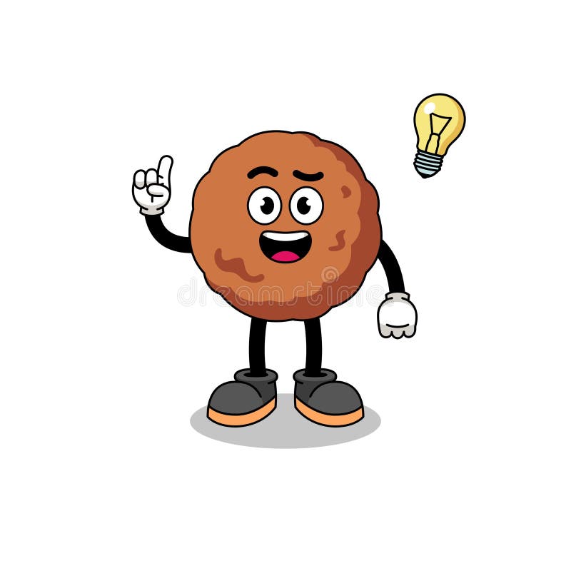 Meatball Cartoon with Get an Idea Pose Stock Vector Illustration of