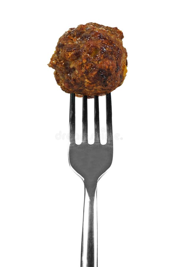 Meatball on fork
