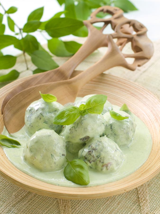 Meatballs stock image. Image of food, dinner, green, sauces 26269871