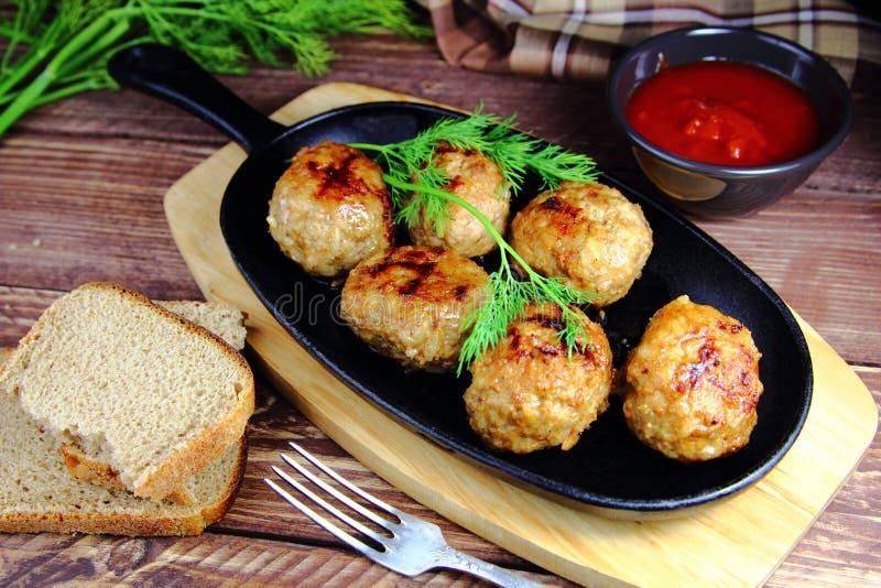 Meatballs in a Cast Iron Frying Pan Stock Photo Image of skillet
