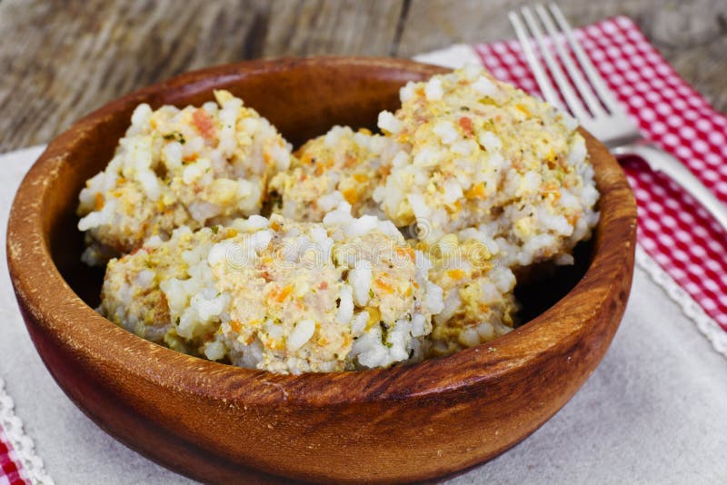 Meatballs with Meat and Rice Stock Photo Image of delicious, food 75687916