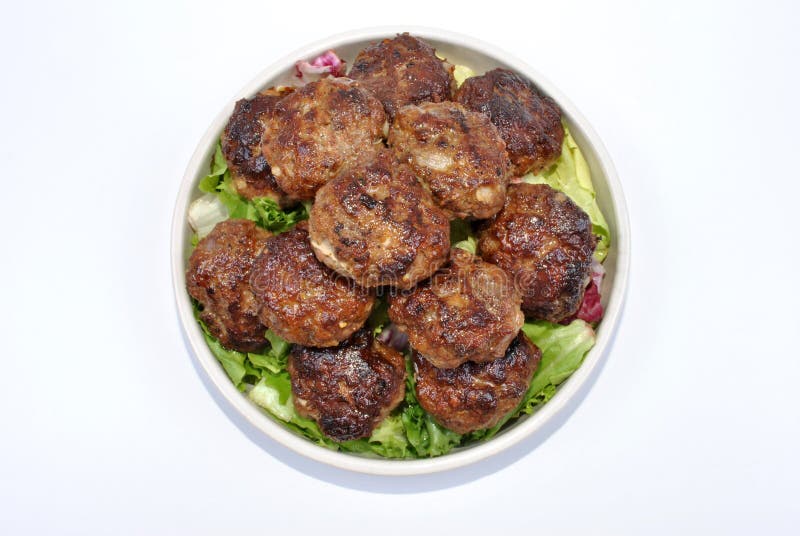 Meatballs with organic salad