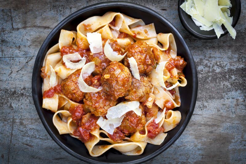 Meatballs with Pappardelle Pasta Stock Photo Image of pappardelle