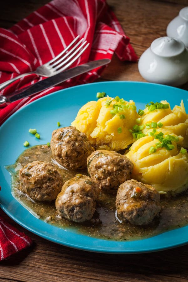 Meatballs with Potatoes in Dill Sauce Stock Photo Image of sauce