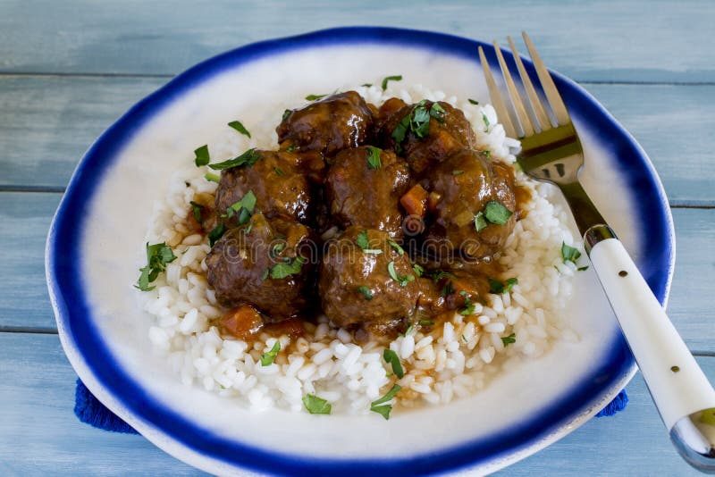 Meatballs with Rice and Vegetable Stock Photo Image of meatball