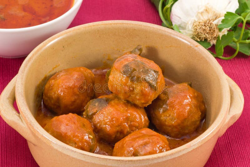 Meatballs in tomato sauce stock image. Image of cooked 27137069