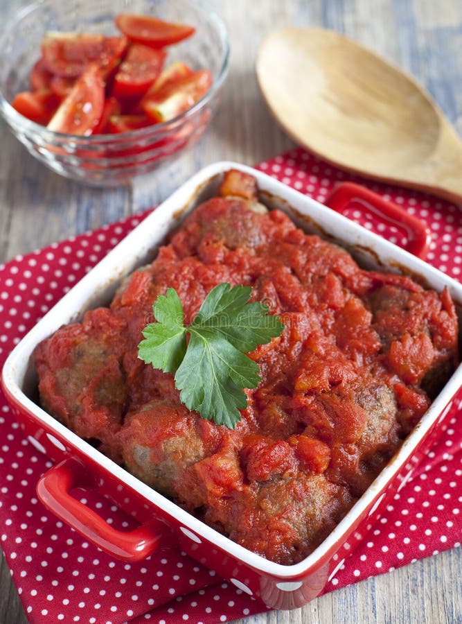 Spanish Cuisine. Meatballs in Tomato Sauce Stock Image Image of european, meatballs 12845779