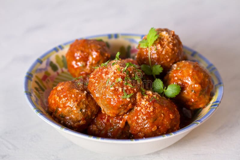 Meatballs with Tomato Sauce and Cheese. Stock Photo Image of cheese