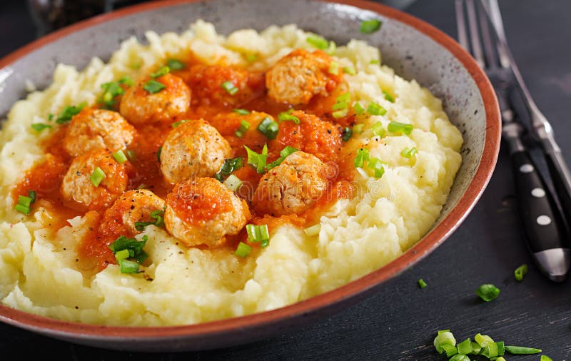 Meatballs And Mashed Potatoes Stock Image Image of italian, potatoes