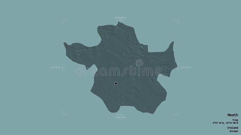 Meath - Ireland. Bounding box. Administrative stock illustration